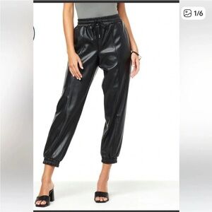 DO+BE Black Faux Leather Joggers